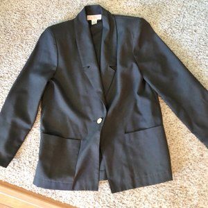 Vtg. Block Island Petites By Marina Pappas Long Sleeve Blazer  Size 4P  Black